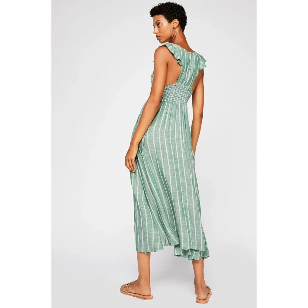 Free People Butterflies Chambray Midi Dress - Green - Picture 1 of 9
